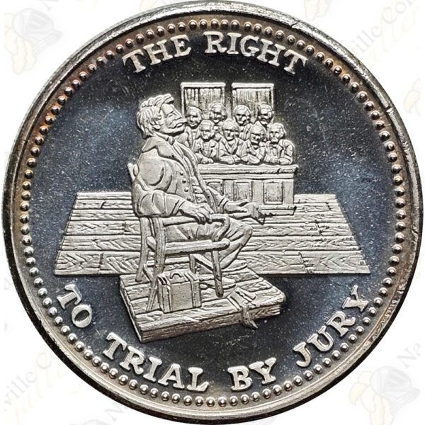 Johnson Matthey 1 oz .999 fine silver "The Right to Trial By Jury"