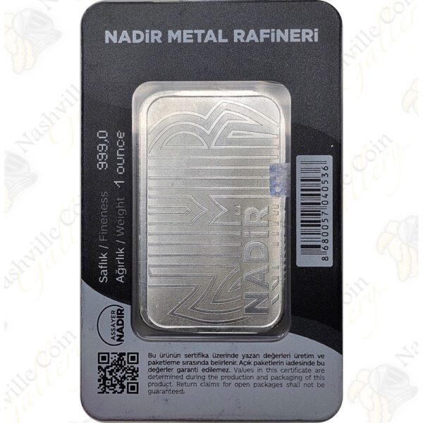 Nadir Refinery 1 oz .999 fine silver bar