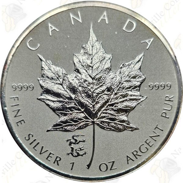 2012 Canada 1 oz .9999 fine silver Reverse Proof Maple Leaf with Dragon privy