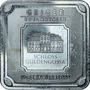 Geiger Edelmetalle 10 gram .999 fine silver bar (Square)