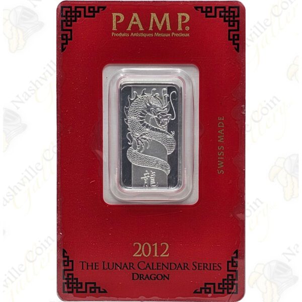 2012 PAMP Suisse 10 gram .999 fine silver Year of the Dragon