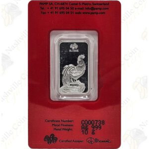 2017 PAMP Suisse 10 gram .999 fine silver Year of the Rooster