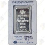 PAMP Fortuna 50 gram .999 fine silver bar in assay card