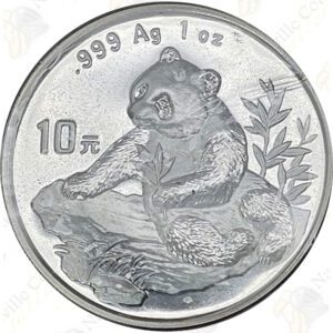 1998 China 1 oz .999 fine silver Panda (Small Date)