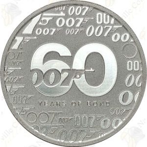 2022 Tuvalu 1 oz .9999 fine silver 60 years of James Bond / 007