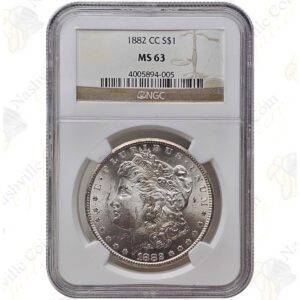 1882-CC Morgan Silver Dollar, NGC MS63