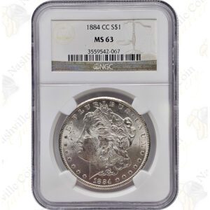 1884-CC Morgan Silver Dollar, NGC MS63