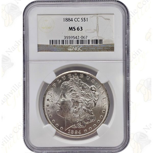 1884-CC Morgan Silver Dollar, NGC MS63