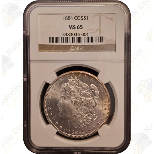 1884-CC Morgan Silver Dollar -- NGC MS65