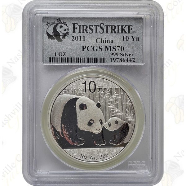 2011 China 1 oz .999 fine silver Panda - PCGS MS70 First Strike