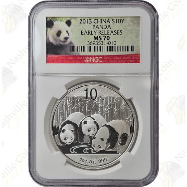 2013 China 1 oz .999 fine silver Panda -- NGC MS70 Early / First Releases