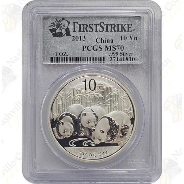 2013 China 1 oz .999 fine silver Panda - PCGS MS70 First Strike