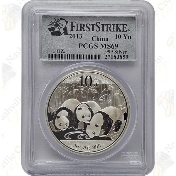 2013 China 1 oz .999 fine silver Panda - PCGS MS69 First Strike