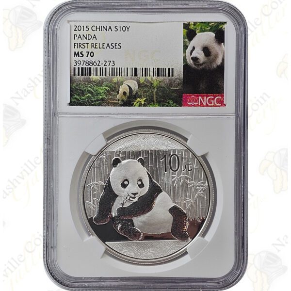 2015 China 1 oz .999 fine silver Panda -- NGC MS70 Early / First Releases