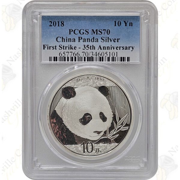 2018 China 1 oz .999 fine silver Panda - PCGS MS70 First Strike