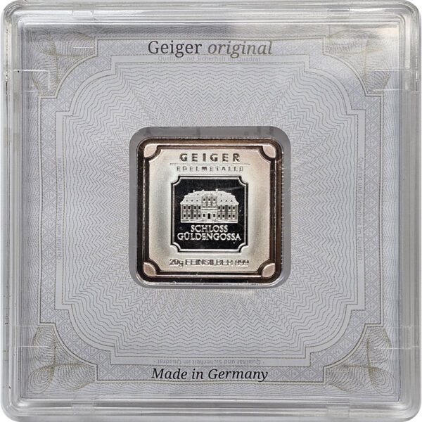 Geiger Edelmetalle 20 gram .999 fine silver bar (Square)