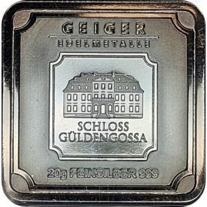 Geiger Edelmetalle 20 gram .999 fine silver bar (Square)