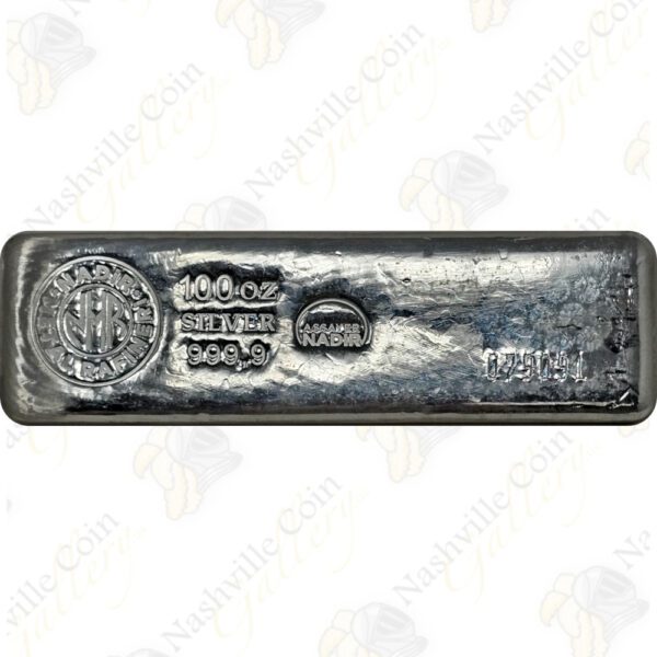 Nadir Refinery 100 oz .999 fine silver bar