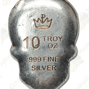 Monarch Precious Metals 10 oz .999 fine silver "Skull" bar