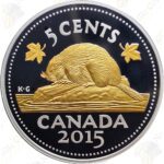 2015 Canada 5 cents "Legacy of the Canadian Nickel: The Beaver" -- 1 oz .999 fine silver