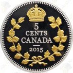 2015 Canada 5 cents "Legacy of the Canadian Nickel: The Crossed Maple Boughs" -- 1 oz .999 fine silver