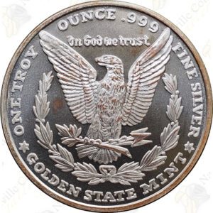 Golden State Mint 1 oz .999 fine silver round - Morgan design