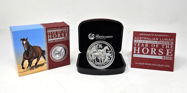 2014 Australia 1 oz .999 fine silver Lunar Series 2 Year of the Horse -- Proof (High Relief)