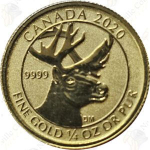 2020 Canada 1/4 oz .9999 fine gold Reverse Proof Woodland Caribou