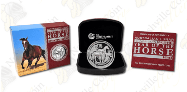 2014 Australia 1 oz .999 fine silver Lunar Series 2 Year of the Horse -- Proof (High Relief)