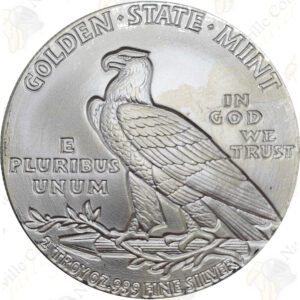 Golden State Mint Incuse Indian 2 oz .999 fine silver round