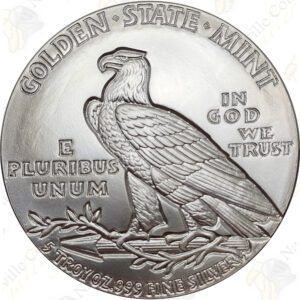 Golden State Mint Incuse Indian 5 oz .999 fine silver round