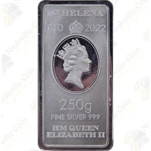 2022 St. Helena 250 gram (8.04 troy oz) .999 fine silver bar