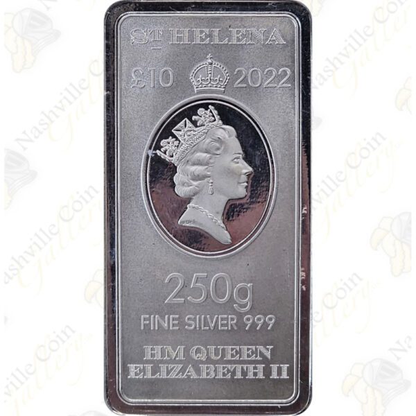 2022 St. Helena 250 gram (8.04 troy oz) .999 fine silver bar