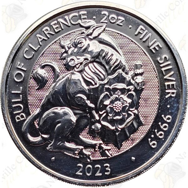 2023 Great Britain 2 oz .9999 fine silver Bull of Clarence