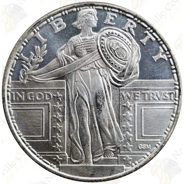 Golden State Mint (for APMEX) 1/4 oz .999 fine silver round - Standing Liberty Quarter design.