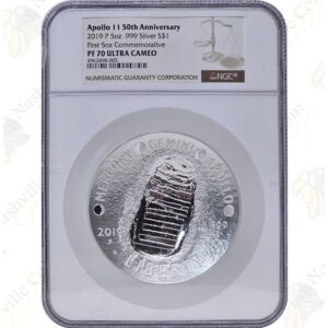 2019 Apollo 11 5-oz .999 fine silver commemorative coin - NGC PF70 Ultra Cameo