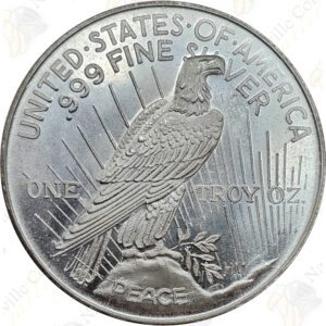 Peace Dollar design 1 oz .999 fine silver round