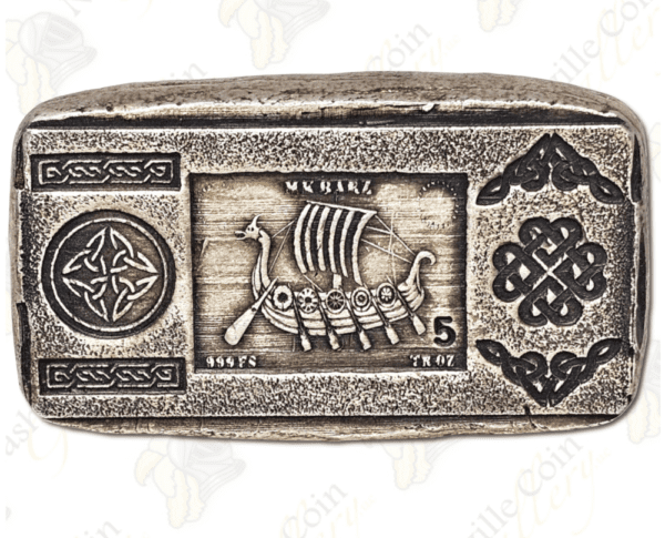 MK BarZ and Bullion 5 oz "The Siege" silver bar (serialized)