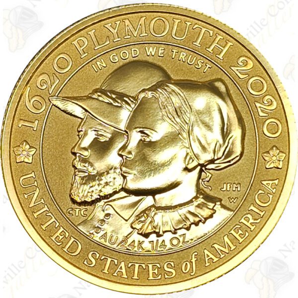 2020 US Mint Mayflower 400th Anniversary 1/4 oz Gold Reverse Proof Coin