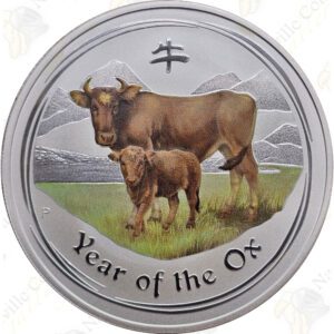 2009 Australia Lunar Series 2 1-oz .999 fine silver Year of the Ox (Colorized)