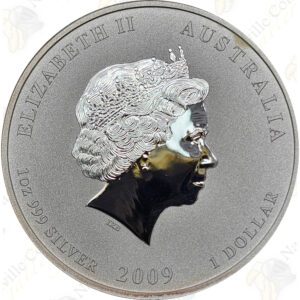 2009 Australia Lunar Series 2 1-oz .999 fine silver Year of the Ox (Colorized)