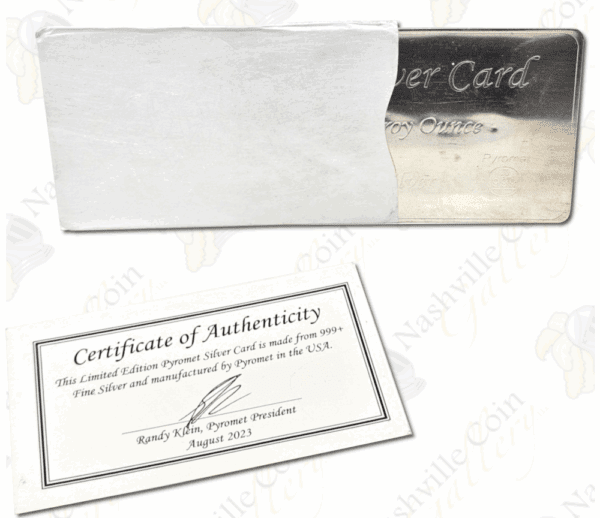 Pyromet 1 oz .999 fine silver card bar