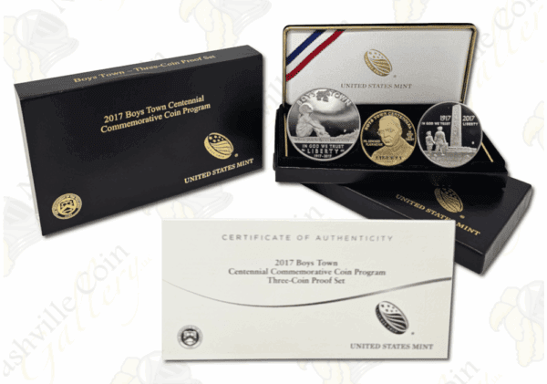 2017 Boys Town Centennial 3-pc Commemorative Gold and Silver Proof Set