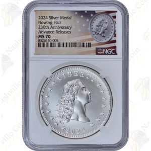 2024 Flowing Hair 230th Anniversary 1 oz .999 fine silver medal, NGC MS70 Advance Releases
