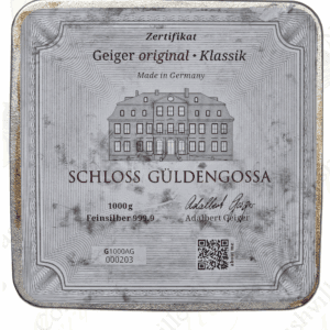 Geiger 1 kilo Original Series Square (cast) .999 fine silver bar