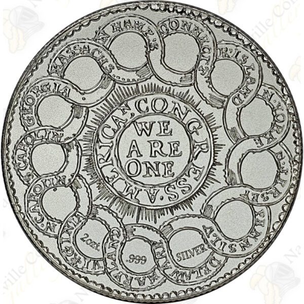Intaglio Mint Continental Curency 2 oz .999 fine silver round