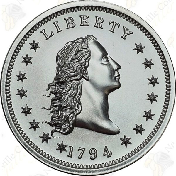 Intaglio Mint Flowing Hair Dollar 2 oz .999 fine silver round