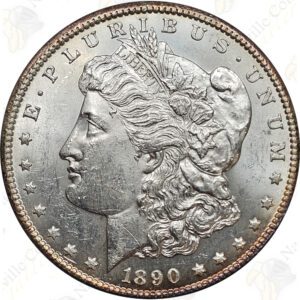 1890-CC Morgan Silver Dollar, Raw Uncirculated