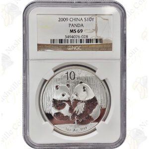 2009 China 1 oz .999 fine silver Panda - NGC MS69