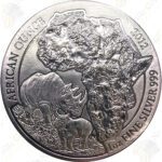 2012 Rwanda Wildlife Series 1 oz .999 fine silver Rhinoceros